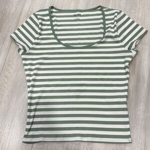 Green and White Striped T-Shirt